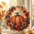 🍂 Autumnal pumpkin wreath with a diamond pattern to hang up – Complete DIY kit