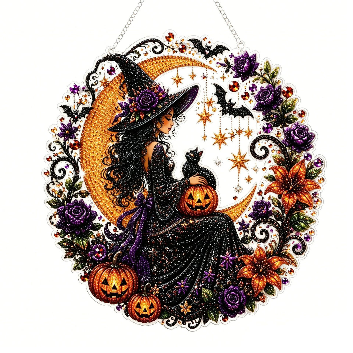 🍂 Autumnal pumpkin wreath with a diamond pattern to hang up – Complete DIY kit
