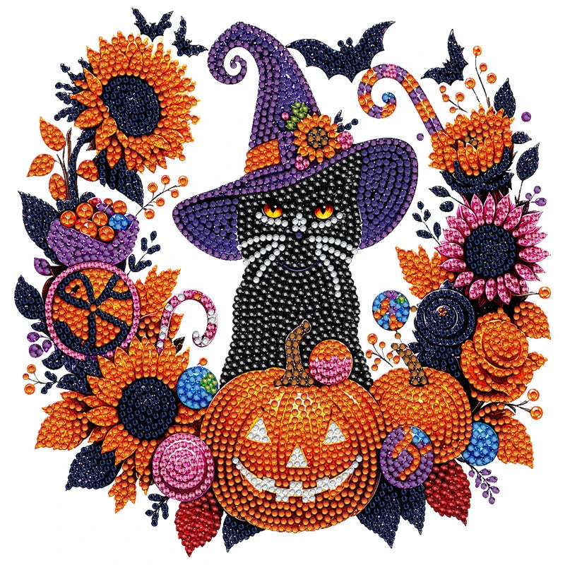 🍂 Autumnal pumpkin wreath with a diamond pattern to hang up – Complete DIY kit