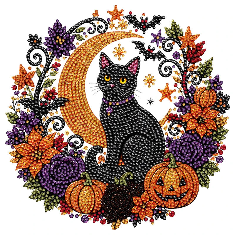 🍂 Autumnal pumpkin wreath with a diamond pattern to hang up – Complete DIY kit